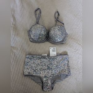 Sparkly bra and panty set. NEVER WORN.